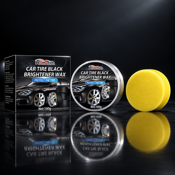 Tire Wax dark showroom background - product